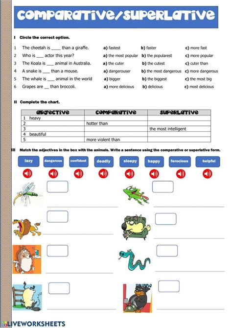 Comparatives And Superlatives Interactive And Downloadable Worksheet