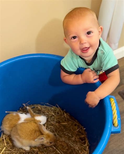 Baby Breck loves caring for his baby bunnies! 🐰 | Baby Breck loves