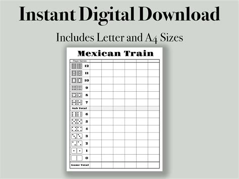 Printable Mexican Train Score Sheet Customize And Pri