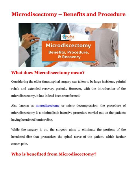 Microdiscectomy Benefits Procedure And Recovery By Ojashospital Issuu