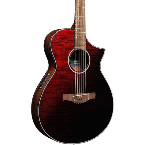 Ibanez Aewc32fm Thinline Acoustic Electric Guitar Transparent Red