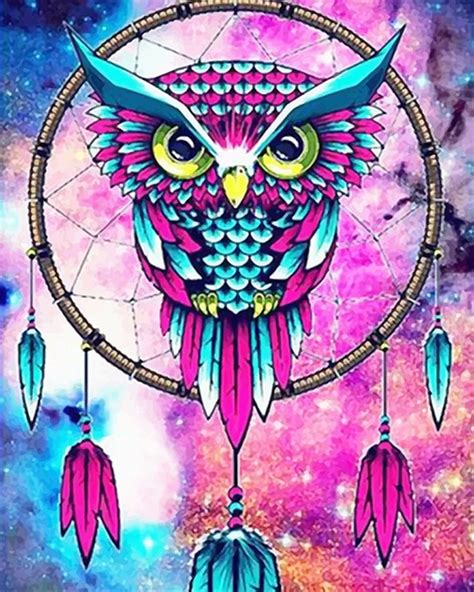 Colorful Owl Dream Catcher Paint By Number Num Paint Kit