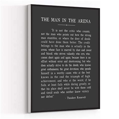 Buy Canvas Wall Art The Man In The Arena Metal Printtheodore Roosevelt