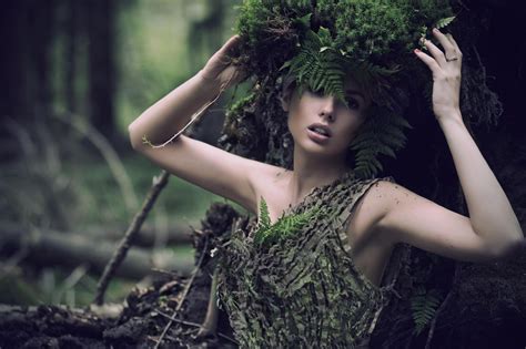 Wallpaper Sunlight Forest Leaves Women Outdoors Nature Brunette Grass Dress Green
