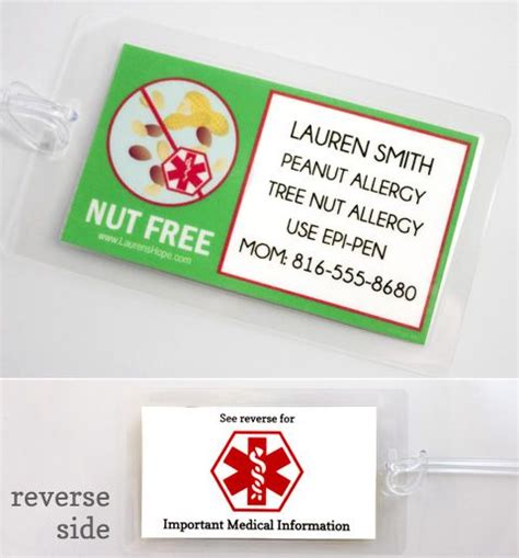 Nut Allergy Medical ID Bag Tag Lauren S Hope Nut Allergies Tree Nut Allergy Allergies