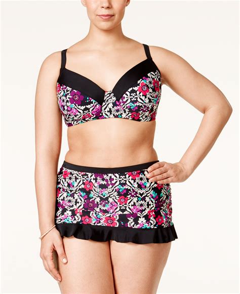 Jessica Simpson Plus Size It Girl Printed Underwire Bra Bikini Top It