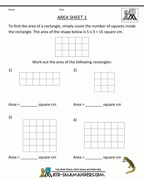 Finding Area Worksheets Rd Grade