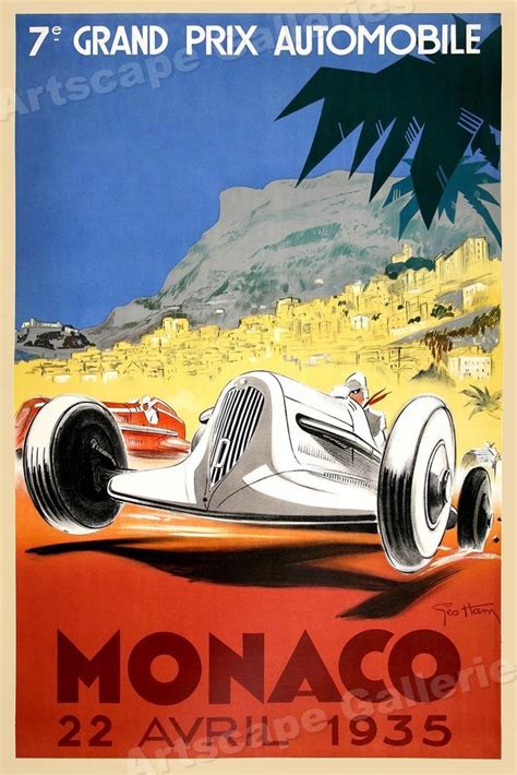 1935 Monaco Grand Prix Vintage Style Classic Race Car Poster 16x24