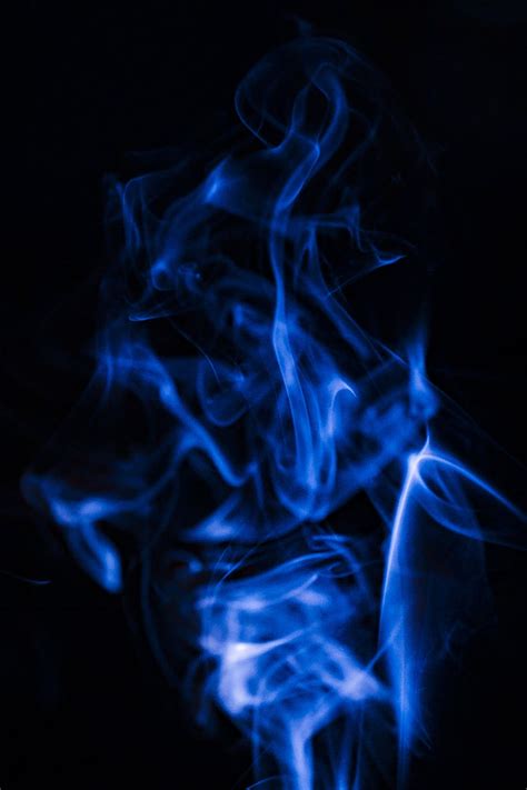 Smoke Blue Mist Haze Smoking Fog Black Background Motion Close