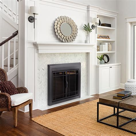 No matter what type of décor you have, glass doors are available that can be a perfect match. Pleasant Hearth Easton Black Fireplace Glass Firescreen ...