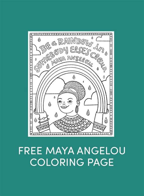 Free Maya Angelou Coloring Page Download Maya Angelou Maya Angelou