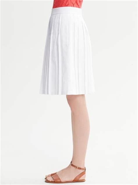 Banana Republic Pleated Linen Cotton Skirt In White Lyst