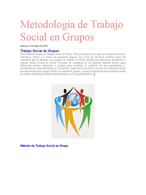Metodología De Trabajo Social En Grupos Trabajo Social Conflicto
