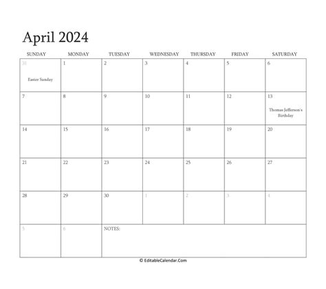 April Calendar Printable Reyna Charmian