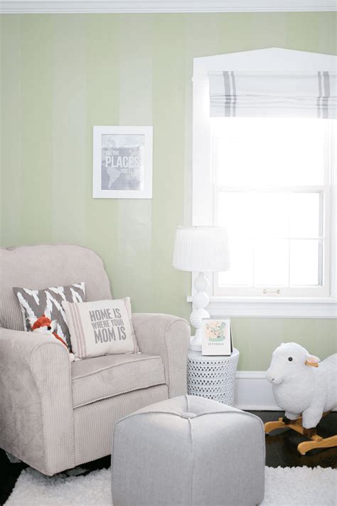 This is color worth staying home for! A MODERN NURSERY WITH SAGE GREEN PAINT AND WHITE TRIM ...
