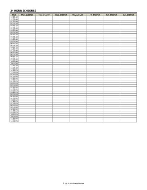 Hourly Schedule Template In 1530 Minute Intervals The Vrogue Co