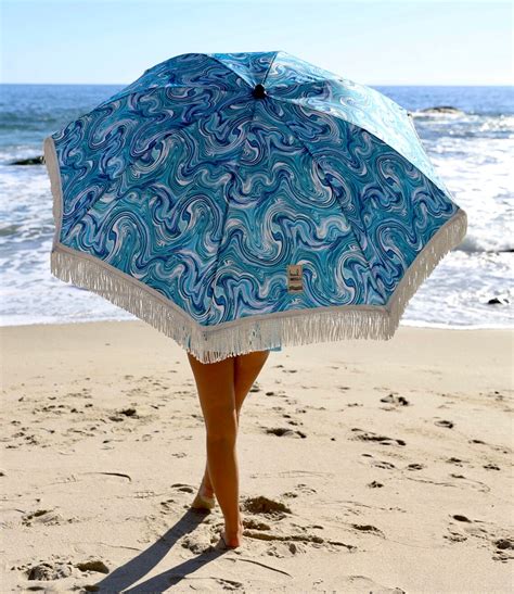 The Wave Beach Umbrella 100 Uv Protection With Sand Anchor Etsy