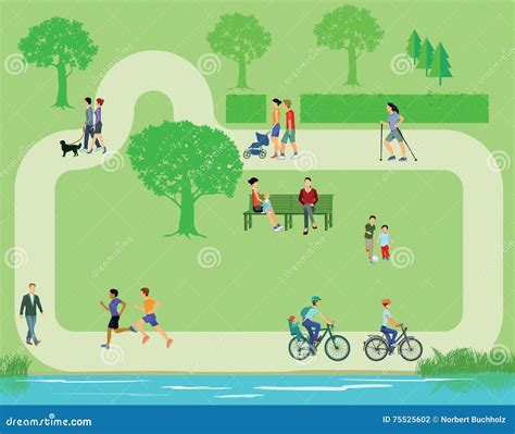 Recreation In The Park Stock Vector Illustration Of People 75525602