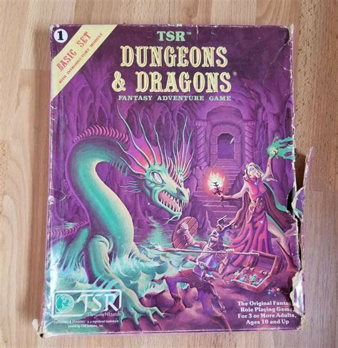 Dungeons And Dragons Basic Set Vintage 1981 W Pewter Dragon Miniature