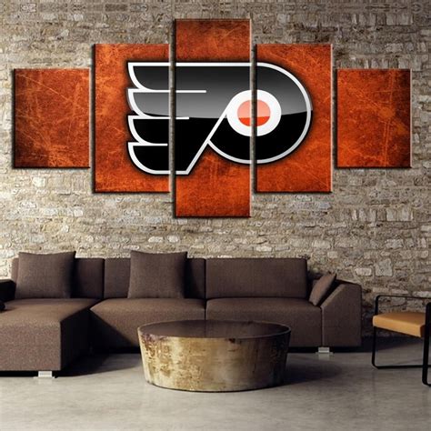 Flexible flyer sled metal tin sign beautiful bedroom ideas. 5 Panel Philadelphia Flyers Canvas Wall Art Painting For ...