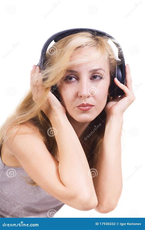 Young Woman Singing With Headphones Isolated Stock Photo Image Of