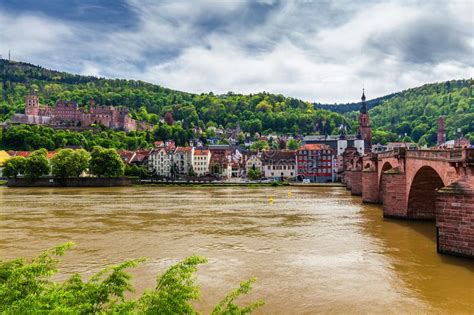 Panoramic View Of Beautiful Medieval Town Heidelberg Including C Stock