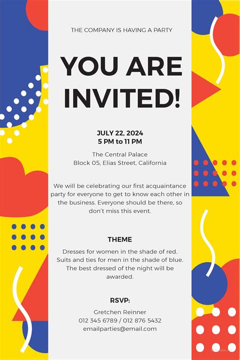 Email Party Invitation Template Download Now
