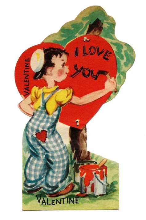 Vintage Childs Valentine Card I Love You Valentine Made In Usa