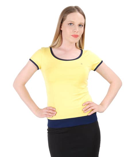 Elastic Jersey T Shirt With Trim Yellow Yokko
