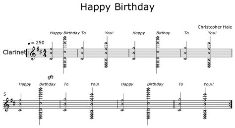 Happy Birthday Sheet Music For Clarinet