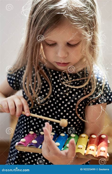 Little Girl Playing Xylophone Stock Image Image Of Education Melody