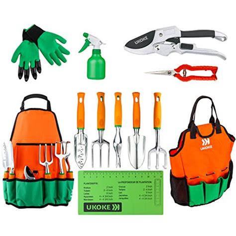 Ukoke Garden Tool Set 12 Piece Aluminum Hand Tool Kit Garden Canvas