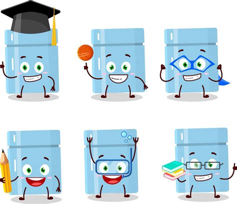 école étudiant de frigo dessin animé personnage avec divers expressions