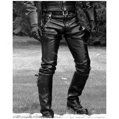 men s black leather motorcycle pant handmade genuine leather biker