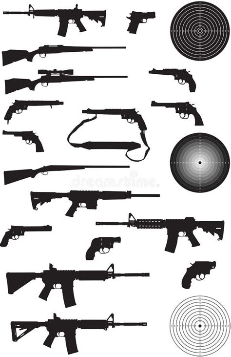 Gun Silhouette Collection Stock Vector Illustration Of Silhouette