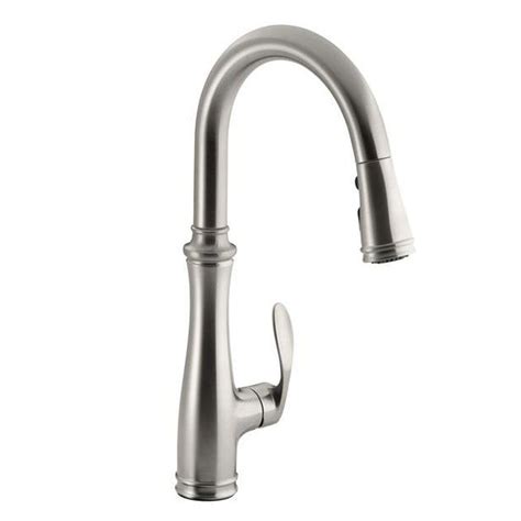 Kohler manufactures faucets that complement different types of kitchen sinks. KOHLER Bellera Single-Handle Pull-Down Sprayer Kitchen ...