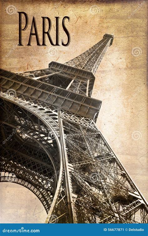 Eiffel Tower Vintage Style Stock Image Image Of Cityscape Word