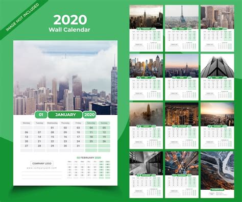 Premium Vector Wall Calendar 2020 Template