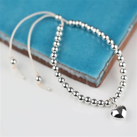 Silver Heart And Bead Friendship Bracelet By Nest Notonthehighstreet Com