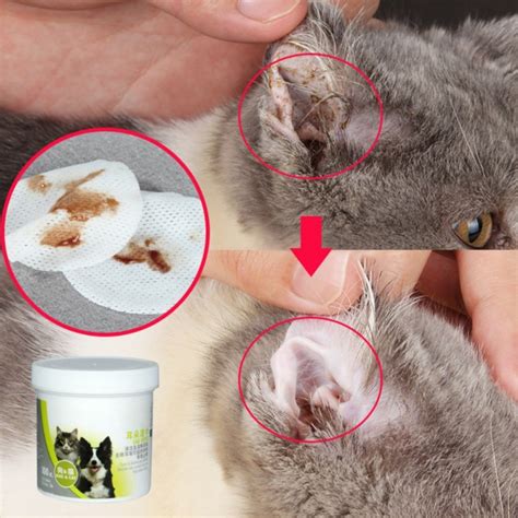 100 Pcs Cat Ear Cleaner Wipes For Pet Dogs Stop Itching Gentle Cleaning