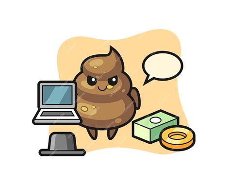 Premium Vector Mascot Illustration Of Poop As A Hacker Cute Style