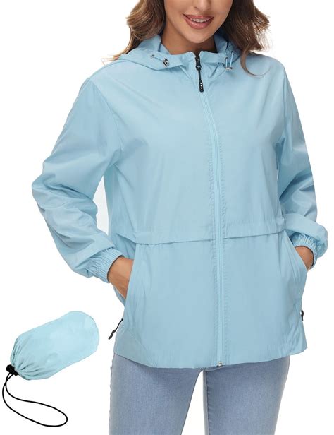 Avoogue Rain Jacket Womens Lightweight Waterproof Raincoat Packable