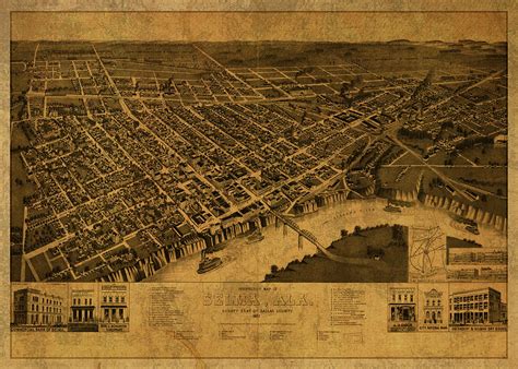 Selma Alabama Vintage City Street Map 1887 Mixed Media By Design