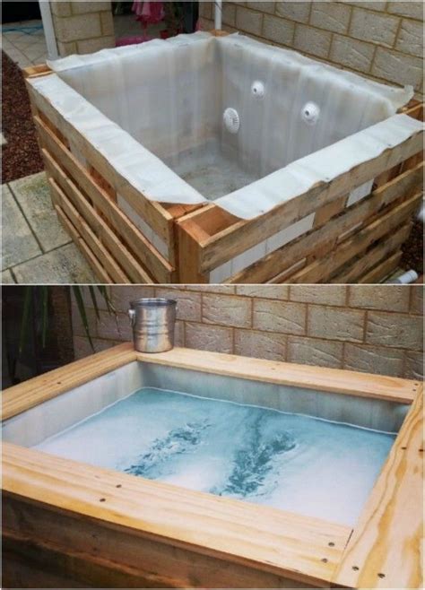 Diy Upcycled Pallet Hot Tub Diy Hot Tub Inexpensive Hot Tubs Tub