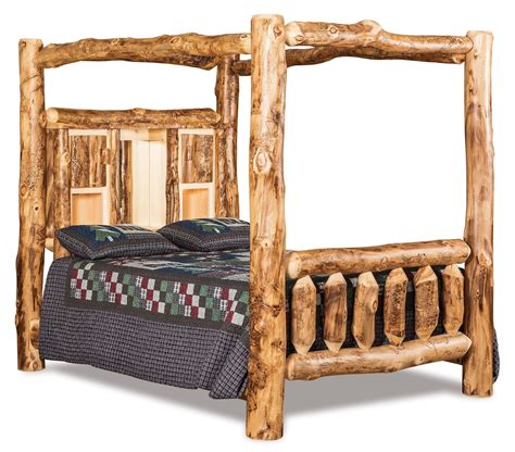 Click on any image to start lightbox display.use your esc key to close the lightbox. Real Rustic Log Bookcase Bed with Canopy from ...