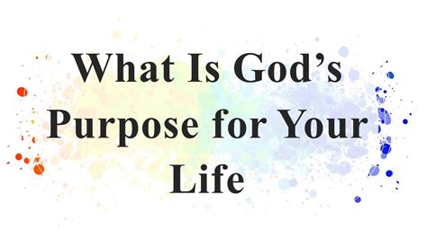 What Is Gods Purpose For Your Life Youtube