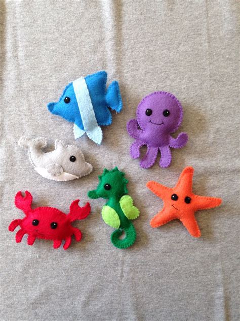 Ocean Animal Stuffed Toys Dolphin Star Fish Octopus Crab Etsy Felt