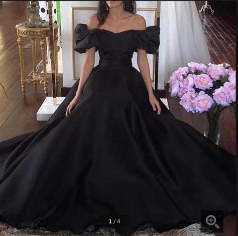 Vintage 1950s Ball Gown Prom Dress Off The Shoulder Black Prom Dress