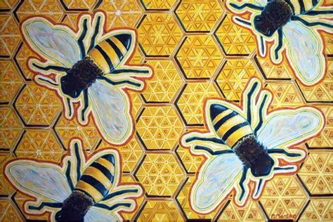 Sacred Bees Geometric Bees Honeycomb Pattern Hexagon