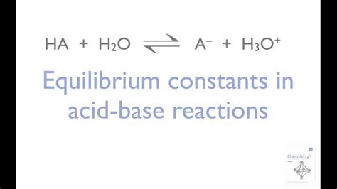 Equilibrium Constants In Acid Base Reactions Youtube